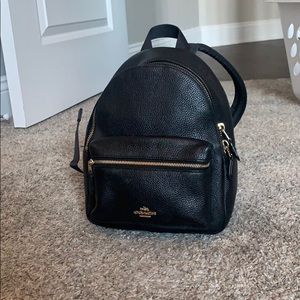 Coach black pebble leather mini backpack